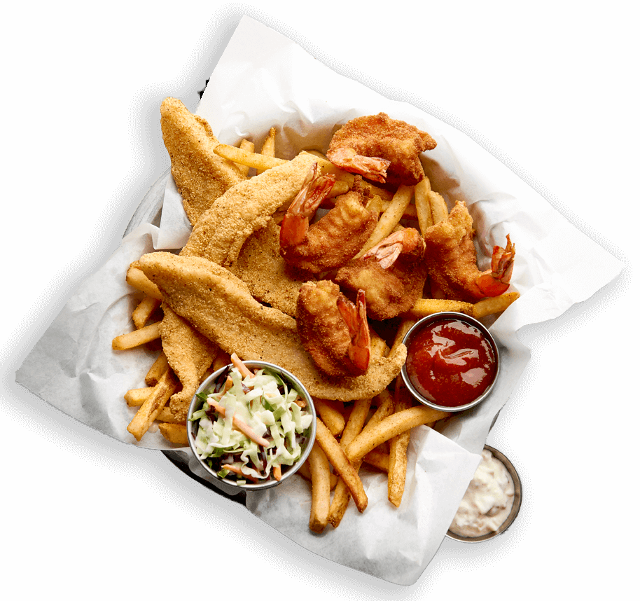 Catfish and shrimp with fries